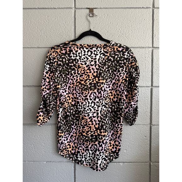 NWOT Women's Veronica Beard Waldorf Lilac Multi Leopard Print Elbow Sleeve Tee S - Picture 4 of 5